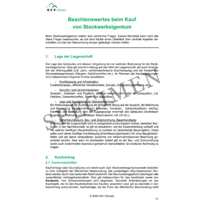 Beachtenswertes beim Kauf von Stockwerkeigentum