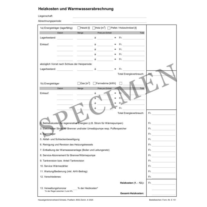 E151 Heizkostenabrechnung