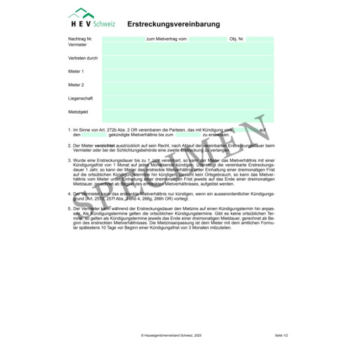 Erstreckungsvereinbarung