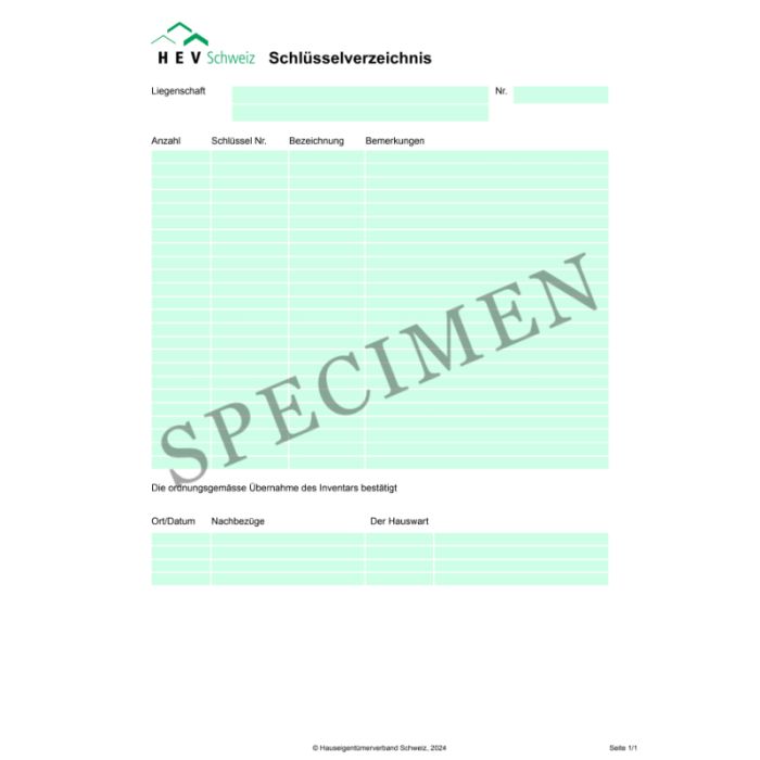 Schlüsselverzeichnis 