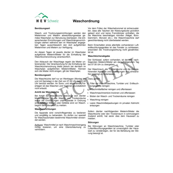 Waschordnung