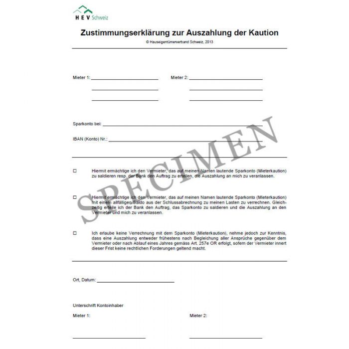 Auszahlung der Kaution
