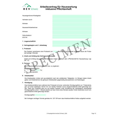 Arbeitsvertrag für Hauswartung inkl. Pflichtenheft