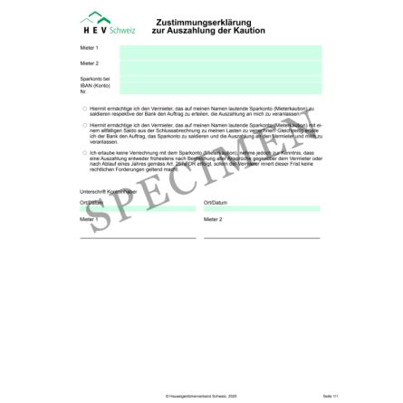 Zustimmungserklärung zur Auszahlung der Kaution