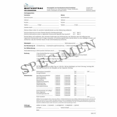 Mietvertrag für Wohnräume (Kanton Graubünden) online