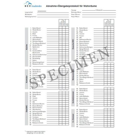Abnahme- und Übergabeprotokoll für Wohnräume (Kanton Graubünden) 