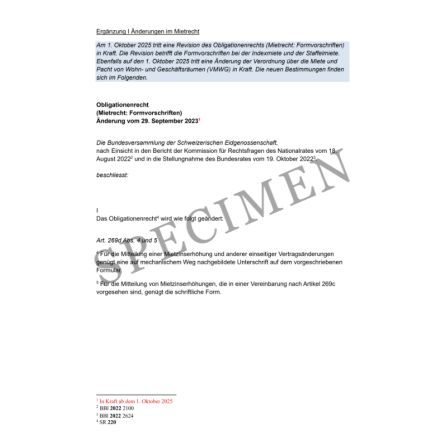 Merkblatt Ergänzung/Änderungen im Mietrecht ab 1.10.25