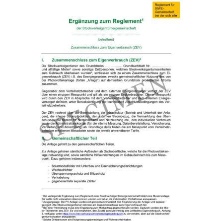 Reglementsergänzung für den Zusammenschluss zum Eigenverbrauch (ZEV) für alle Eigentümer
