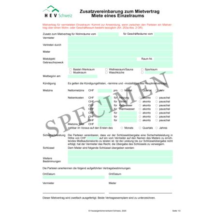 Zusatzvereinbarung zum Mietvertrag: Miete eines Einzelraumes