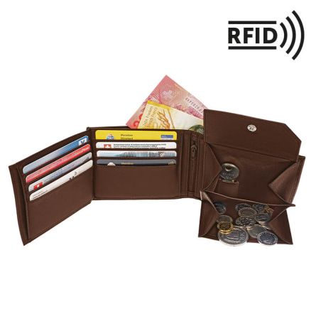 welltravel Leder-Portemonnaie mit RFID-Schutz, braun