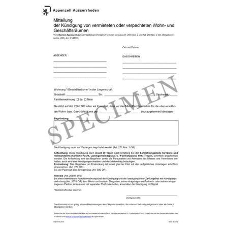 Amtliches Formular zur Mitteilung der Kündigung von Wohn- und Geschäftsräumen (Kanton Appenzell-Ausserrhoden