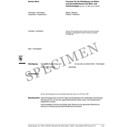Amtliches Formular für die Kündigung von Wohn- und Geschäftsräumen bei Miet- und Pachtverträgen (Kanton Bern)