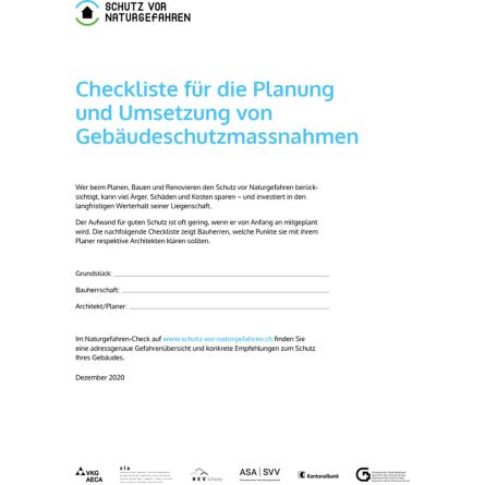 Checkliste für die Planung und Umsetzung von Gebäudeschutzmassnahmen