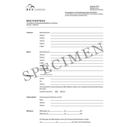 Mietvertrag für Ferienwohnung und Ferienhaus (Kanton Graubünden) online