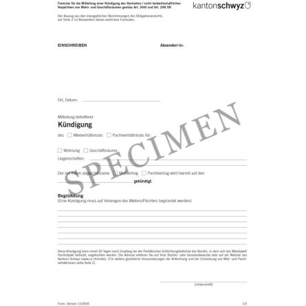Amtliches Formular für die Kündigung von Wohn- und Geschäftsräumen durch die Vermieterschaft (Kanton Schwyz)