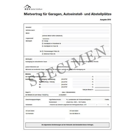Mietvertrag für Garagen, Autoeinstell- und Abstellplätze (Kanton Solothurn) online