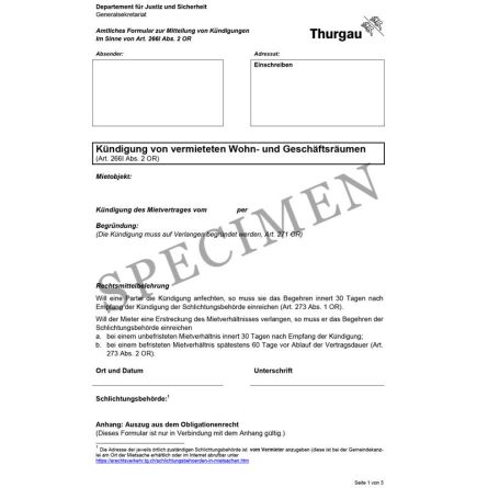 Amtliches Formular für die Kündigung von verpachteten Wohn- und Geschäftsräumen (Kanton Thurgau)
